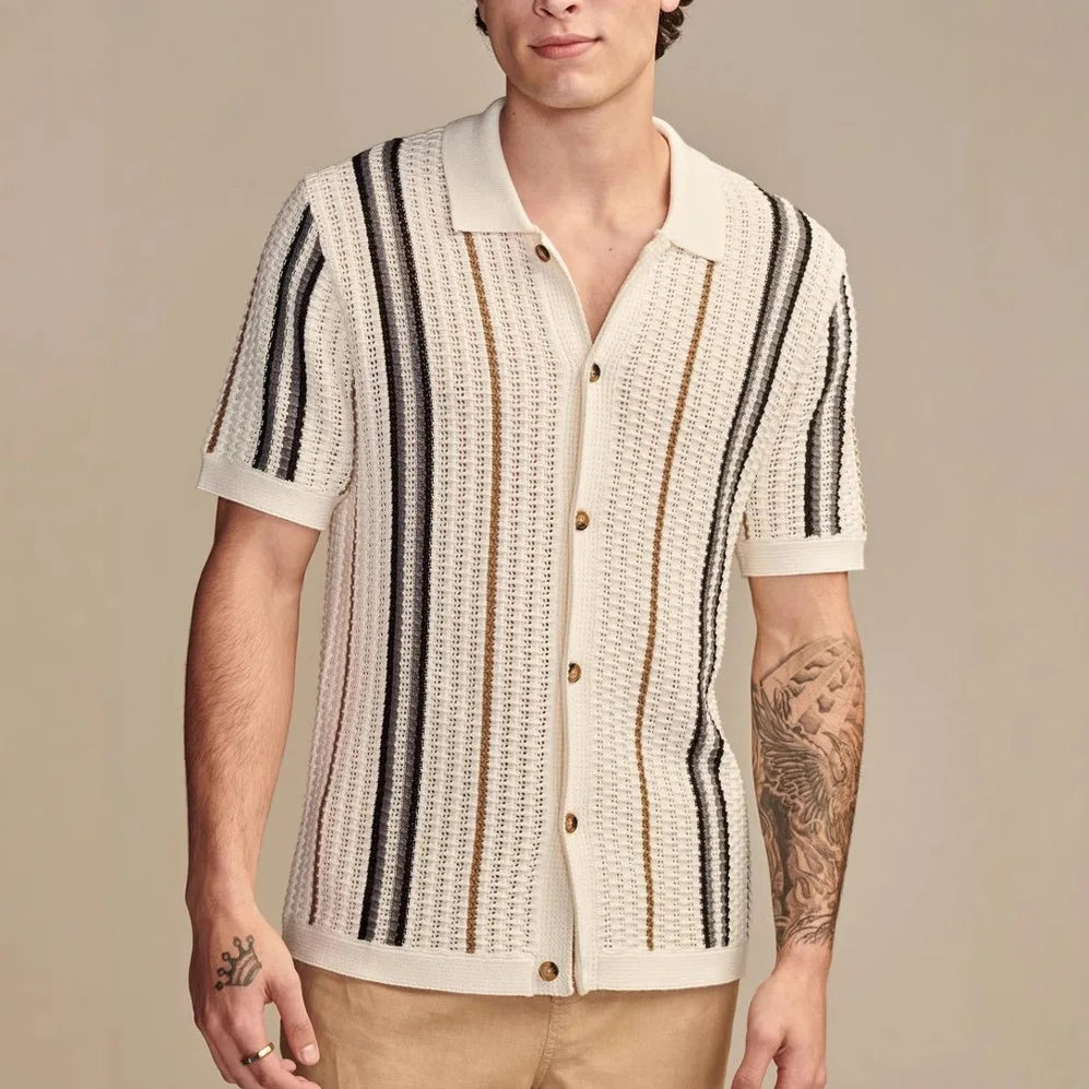 Men's Striped Short-Sleeve Shirt Minha loja