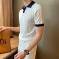 Men's Italian Style Jacquard Polo Shirt Minha loja