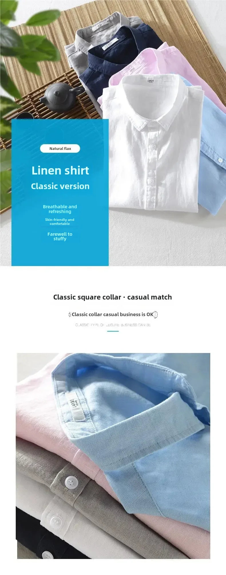 Men's Casual Pure Shirt Minha loja