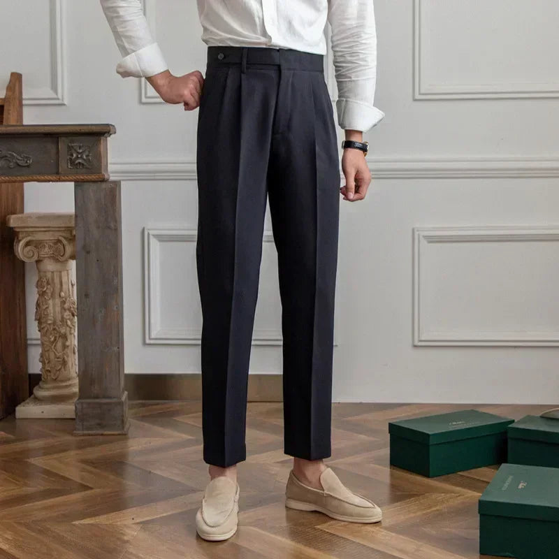 Men's Slim Fit Nine-Point Suit Trousers Minha loja