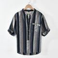 Men's Casual Striped Linen Shirt Minha loja