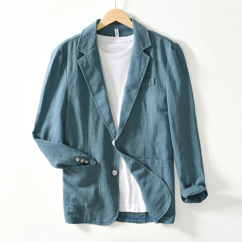 Men's Cotton Linen Longline Blazer Minha loja
