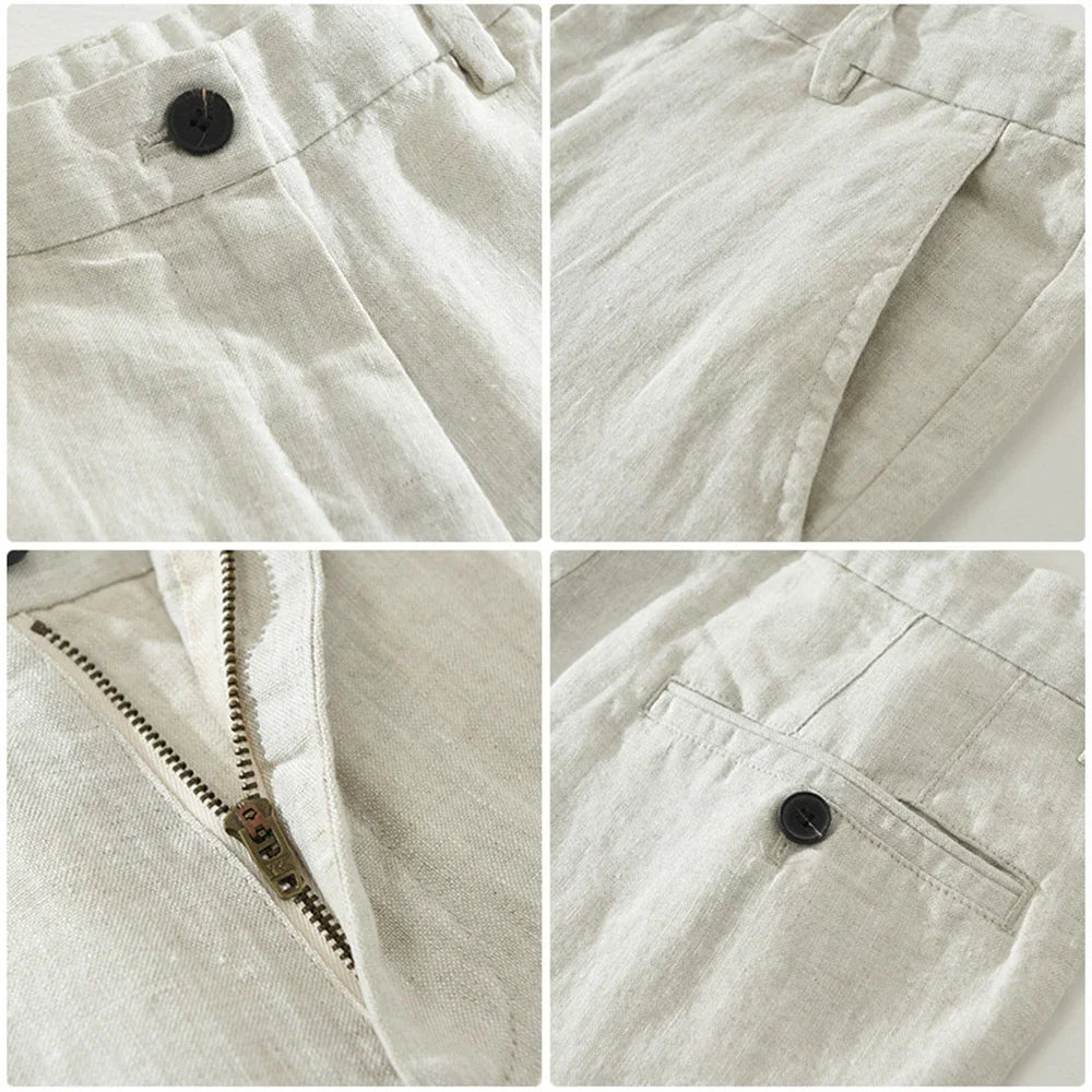 Men's Casual Linen Trousers for Summer Minha loja