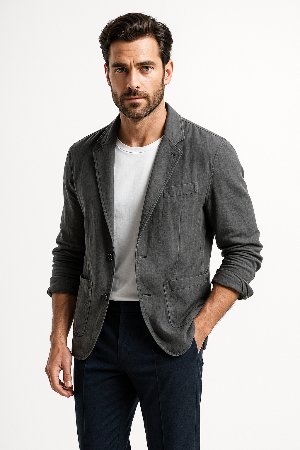 Men's Cotton Linen Longline Blazer