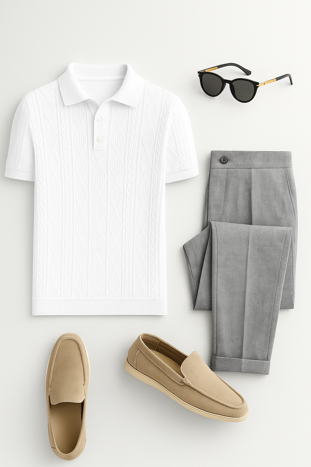Grécia Set: Buy a Linen Shirt and Pants and Get a Pair of Loafers + Sunglasses!